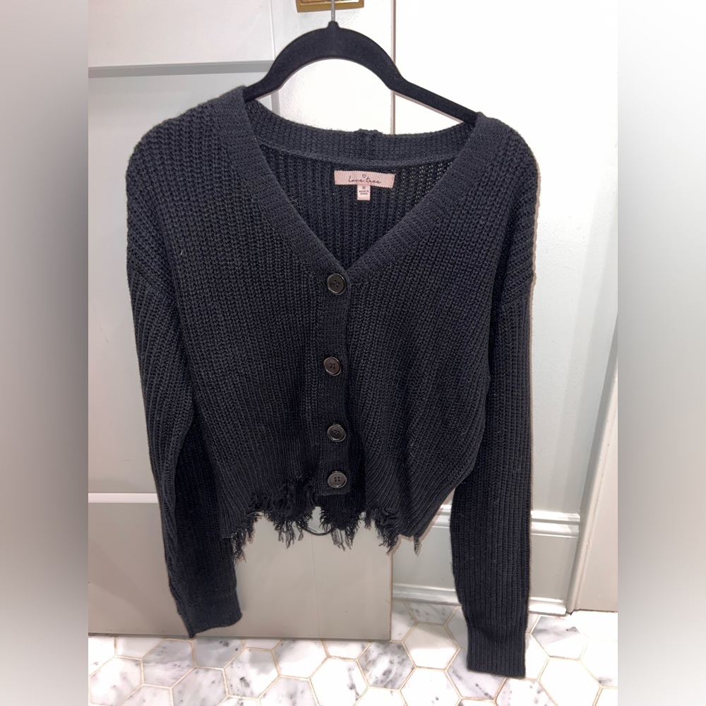 Love Tree, long sleeve sweater, black, medium